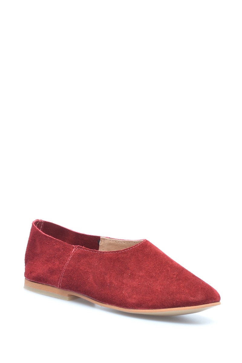 Zapato Bajo Gamuza Liso Bordo