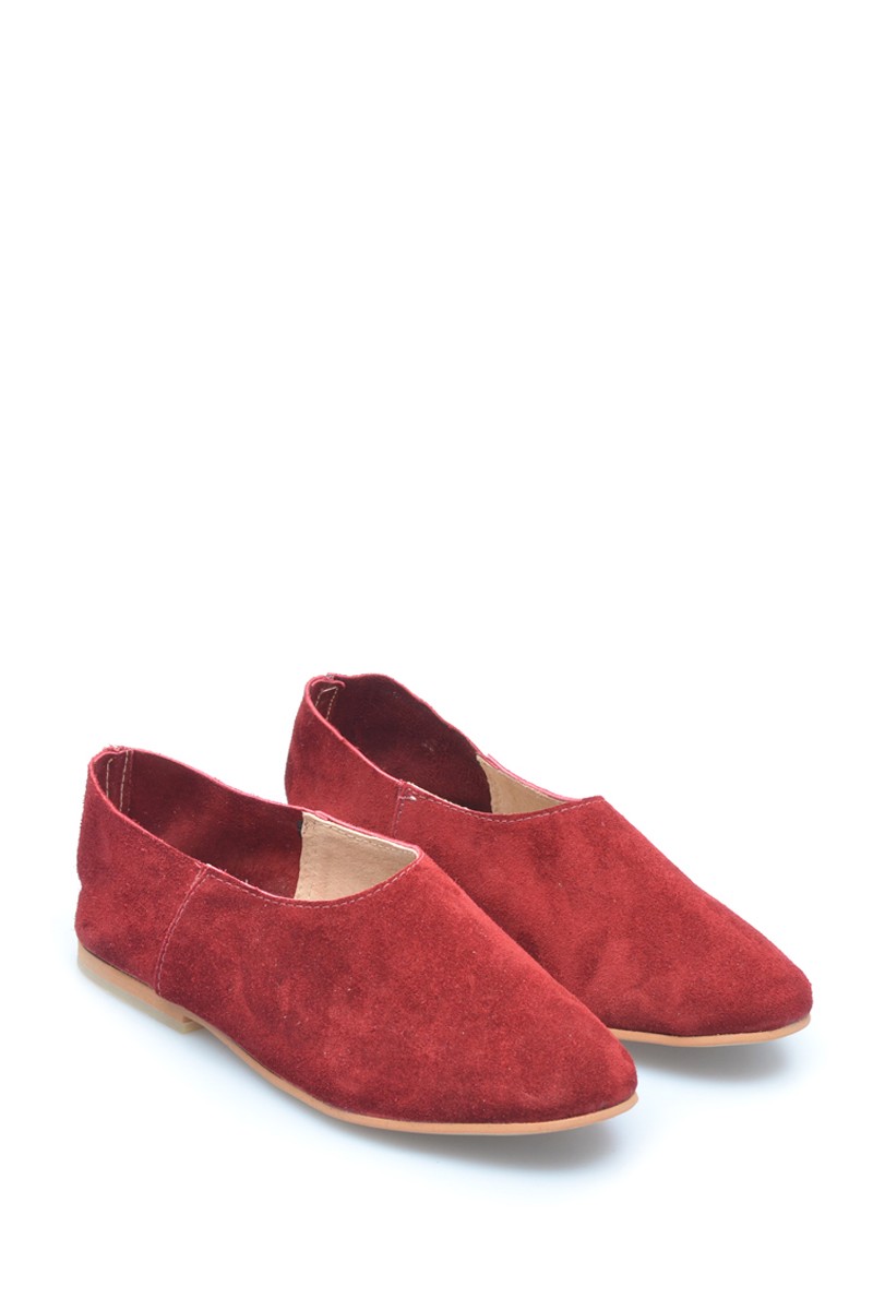 Zapato Bajo Gamuza Liso Bordo