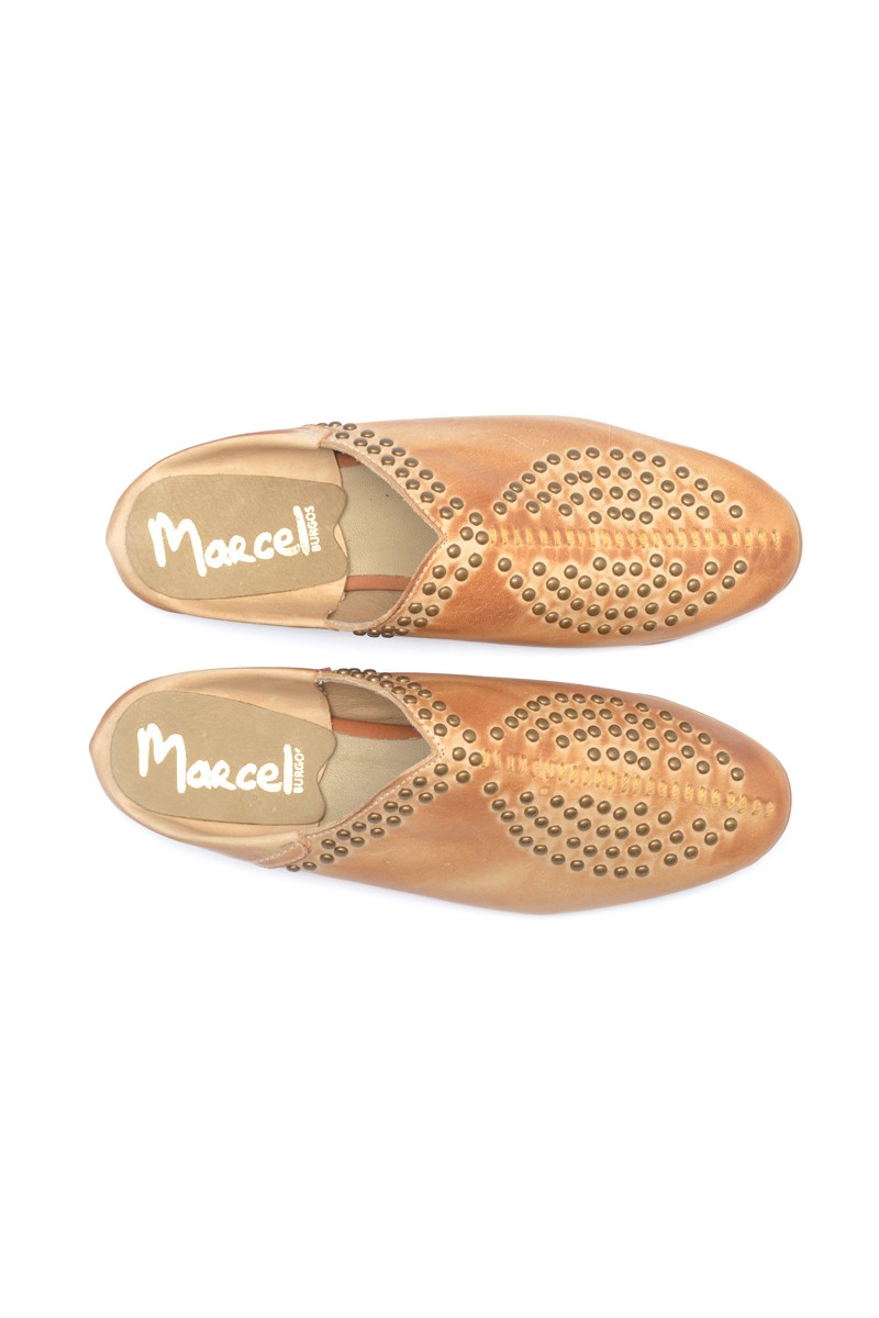 Zapato Mule en Cuero con Tachas Natural