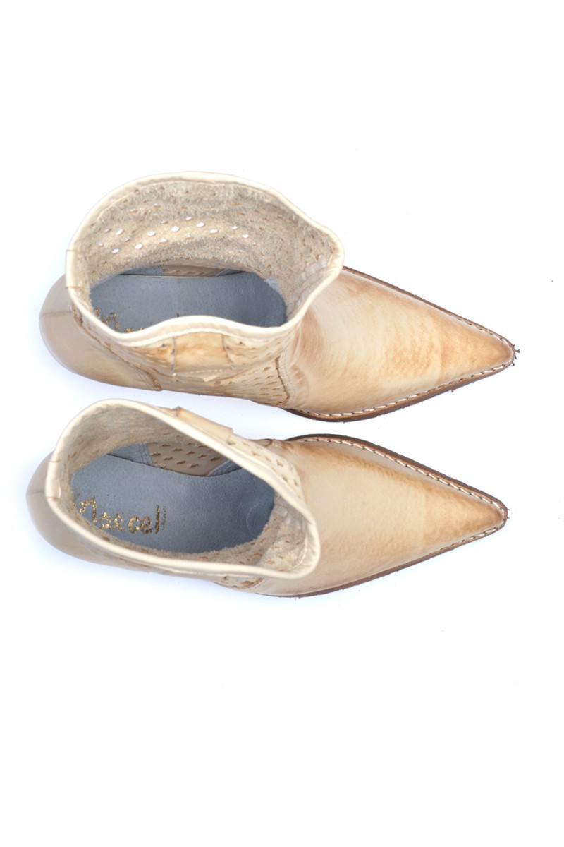 Bota Texana Cuero Agujerado Natural