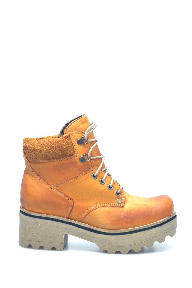 Bota Borcego Plataforma Cuero Terracota
