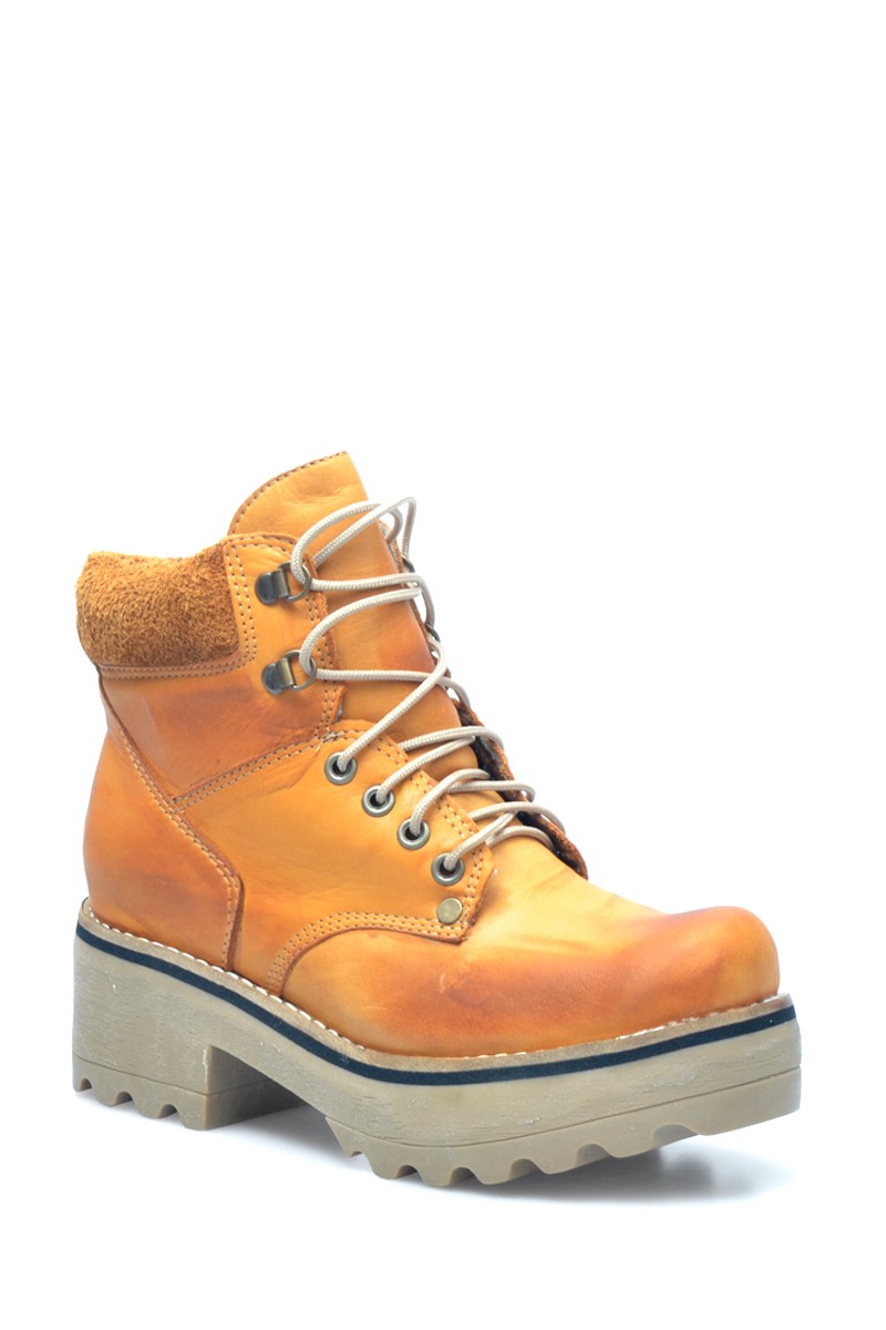 Bota Borcego Plataforma Cuero Terracota