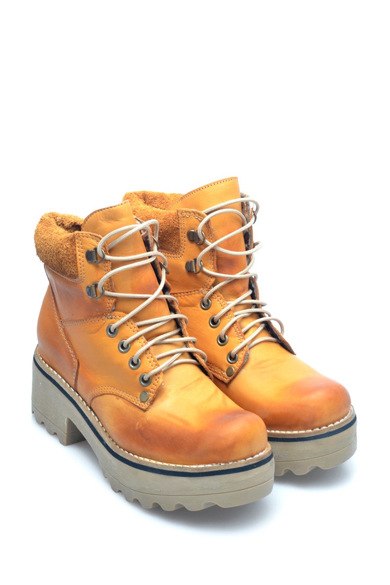 Bota Borcego Plataforma Cuero Terracota