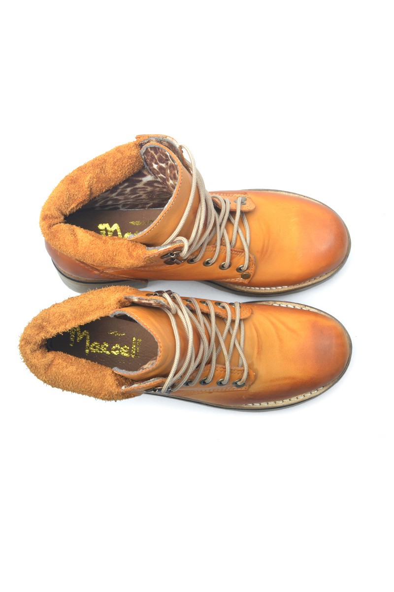 Bota Borcego Plataforma Cuero Terracota