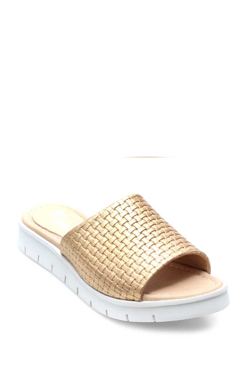 Sandalia Baja Faja Cuero Croco ORO GRABADO