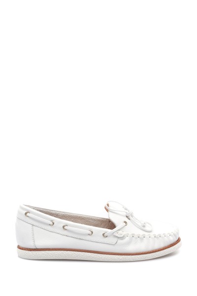 Zapato Náutico Cuero Liso Blanco