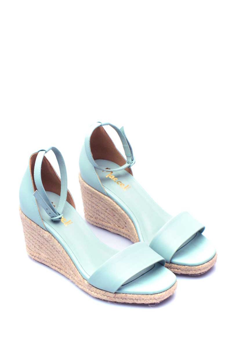 Sandalia Taco Corrido Suela Yute Cuero Acqua