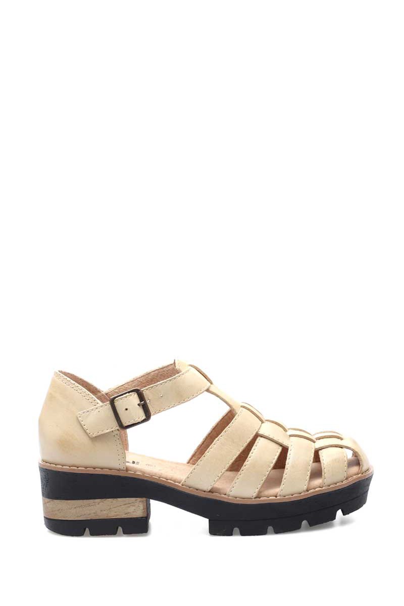 Sandalia Guillermina Clásica Cuero Off White