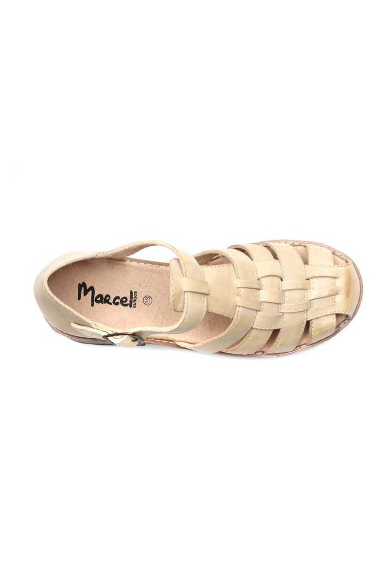 Sandalia Guillermina Clásica Cuero Off White
