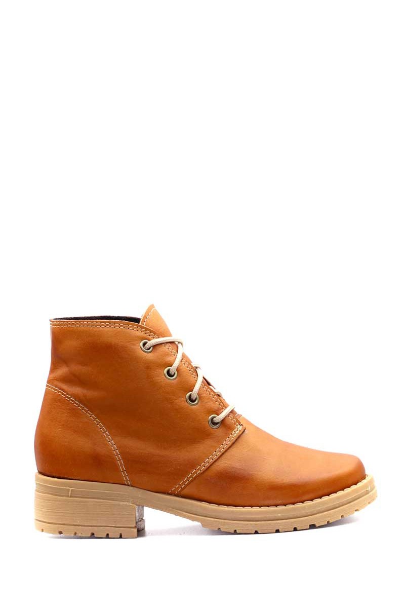 Bota Borcego Bajo Acordonado Cuero - Terracota