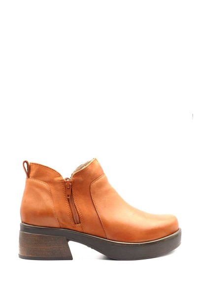 Bota Dos Cierres Cuero Combinado Liso Terracota