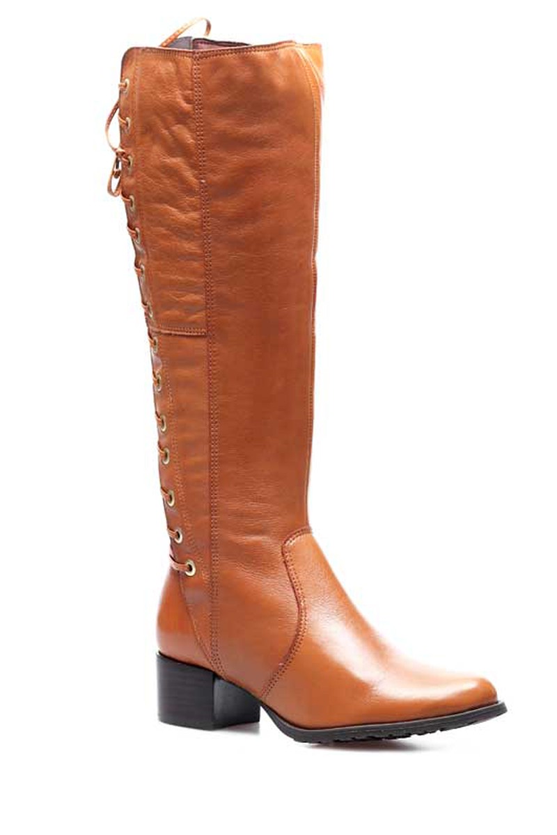 Bota Bucanera Acordonada Cuero Terracota