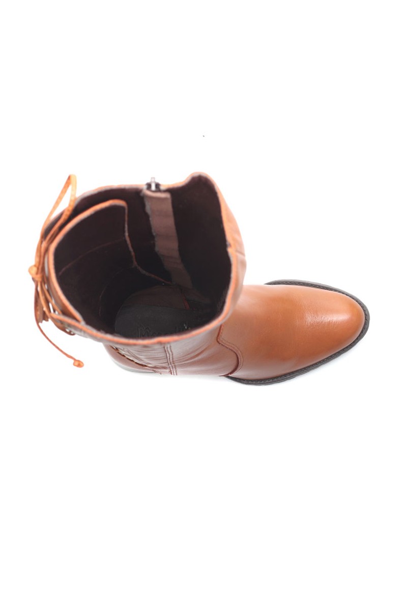 Bota Bucanera Acordonada Cuero Terracota