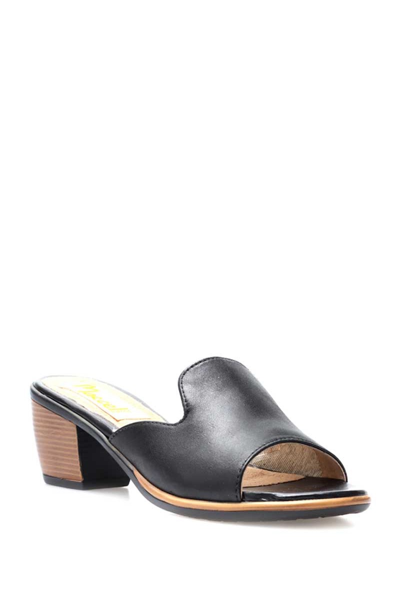 Sandalia Zueco Liso Cuero Negro