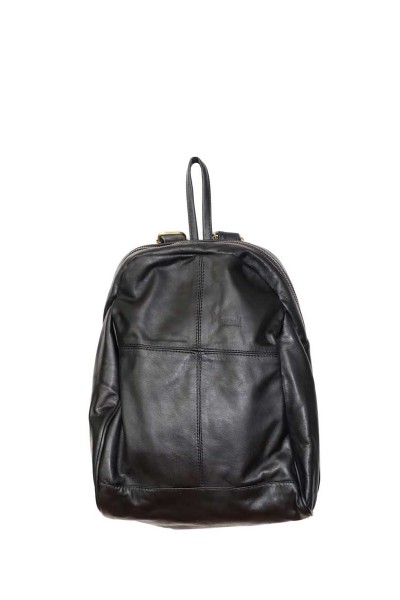 Bolso Mochila Grande Clásica Cuero Negro