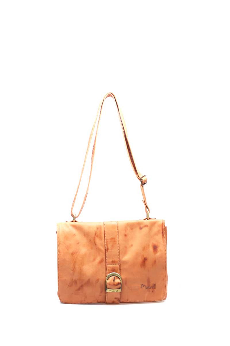 Bolso Bandolera Con Hebilla Cuero Terracota