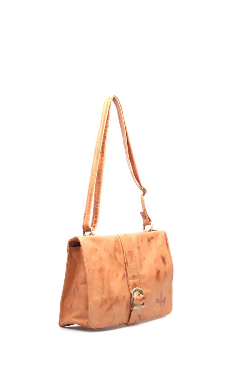 Bolso Bandolera Con Hebilla Cuero Terracota