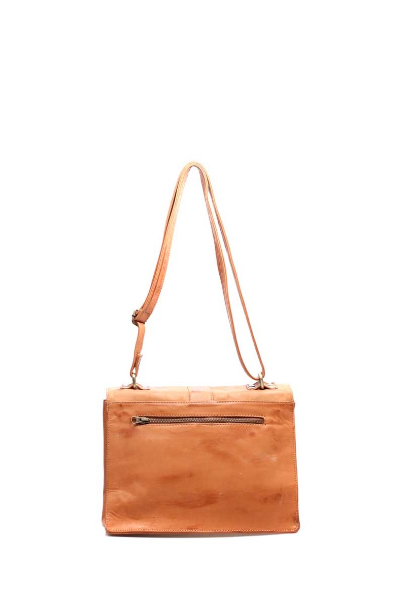 Bolso Bandolera Con Hebilla Cuero Terracota